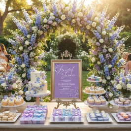 Convites Chuva de Noiva Flor Silvestre Periwinkle Elegante