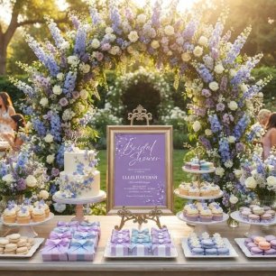 Convites Chuva de Noiva Flor Silvestre Periwinkle Elegante