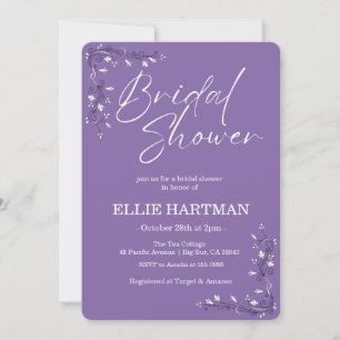 Convites Chuva de Noiva Flor Silvestre Periwinkle Elegante