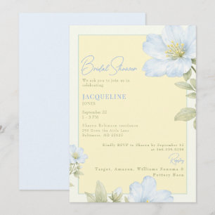 Convites Chuva de Noiva Floral Amarela e Azul Elegante