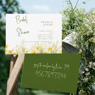 Convites Chuva de Noiva Floral Amarela & Verde Moderna
