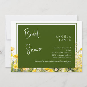 Convites Chuva de Noiva Floral Amarelo Verde Escuro