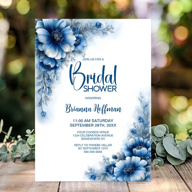 Convites Chuva de Noiva Floral Azul (Criador carregado)
