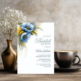 Convites Chuva de Noiva Floral Azul e Amarela
