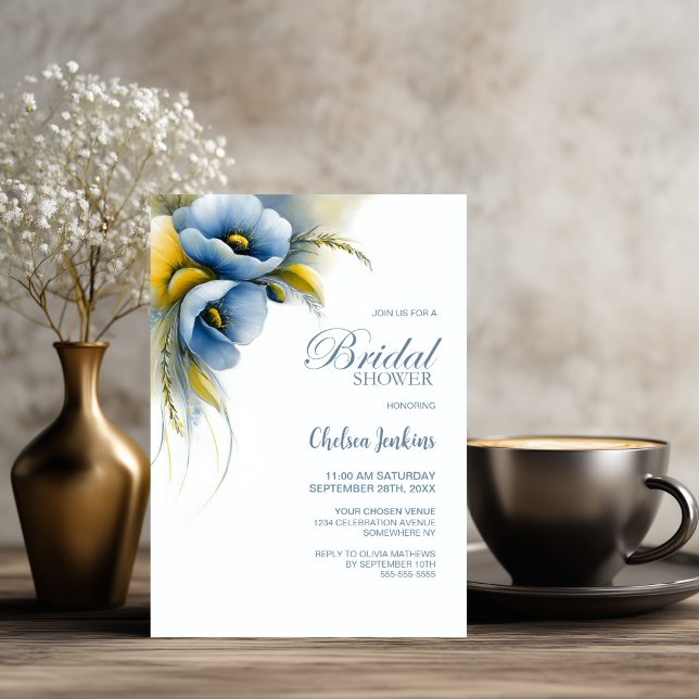 Convites Chuva de Noiva Floral Azul e Amarela (Criador carregado)