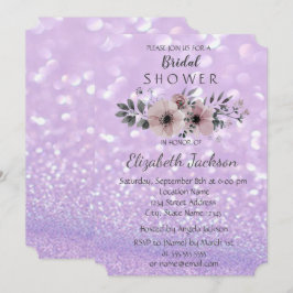 Convites Chuva de Noiva Floral Bokeh Brilhante Elegante