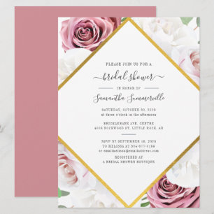 Convites Chuva de Noiva Floral Botânica Elegante Letra Curs