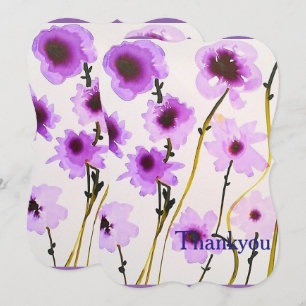 Convites Chuva de noiva floral branca roxa elegante