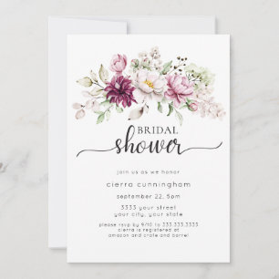 Convites Chuva de Noiva Floral Burgundy e Rosa