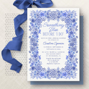 Convites Chuva de Noiva Floral Chinoiserie Azul