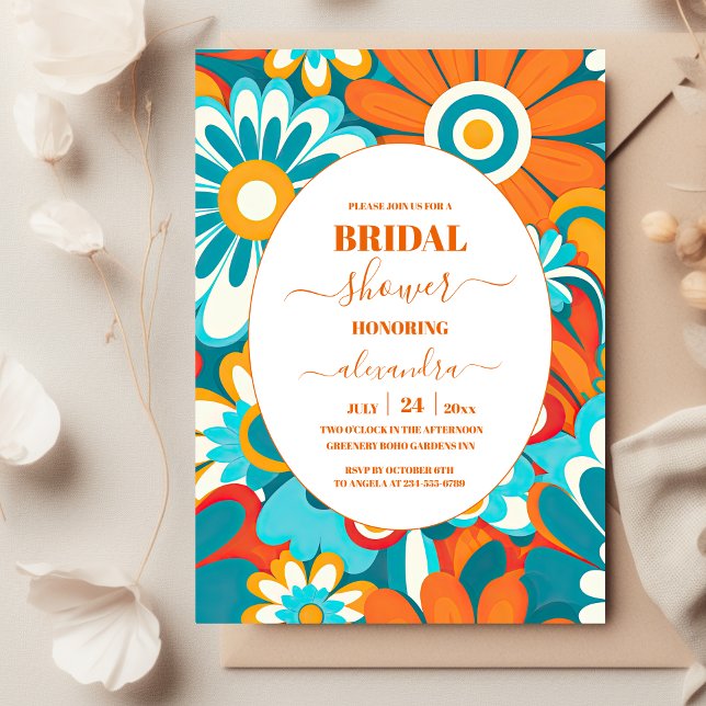 Convites Chuva de Noiva Floral Colorida e Ousada em Estilo  (Criador carregado)