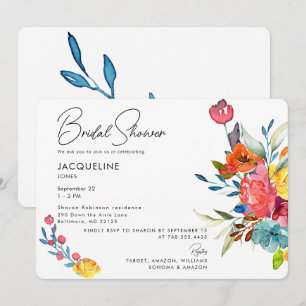 Convites Chuva de Noiva Floral Colorida e Vibrante de Prima