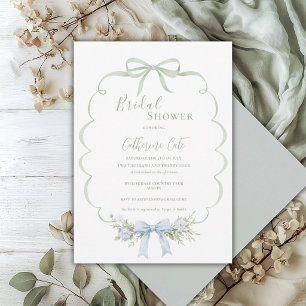 Convites Chuva de Noiva Floral com Fita Vintage Verde