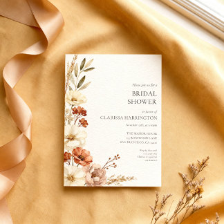 Convites Chuva de Noiva Floral Creme de Flor Silvestre