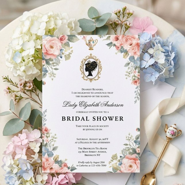 Convites Chuva de noiva floral da era Regência (Criador carregado)