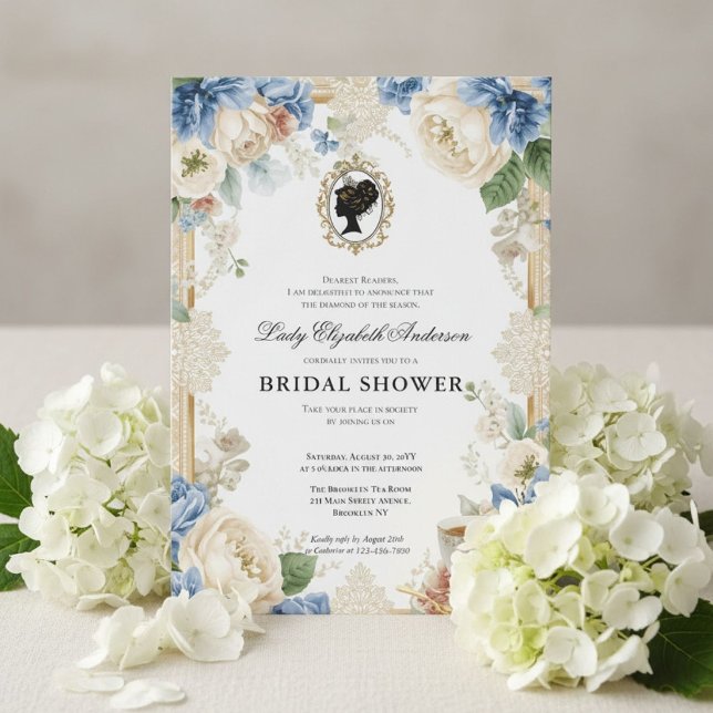 Convites Chuva de noiva floral da era Regência (Criador carregado)