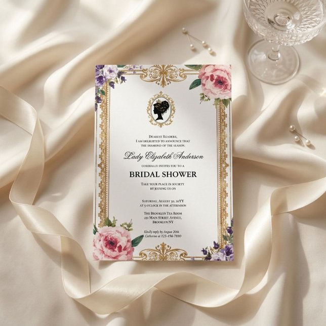 Convites Chuva de noiva floral da era Regência (Criador carregado)
