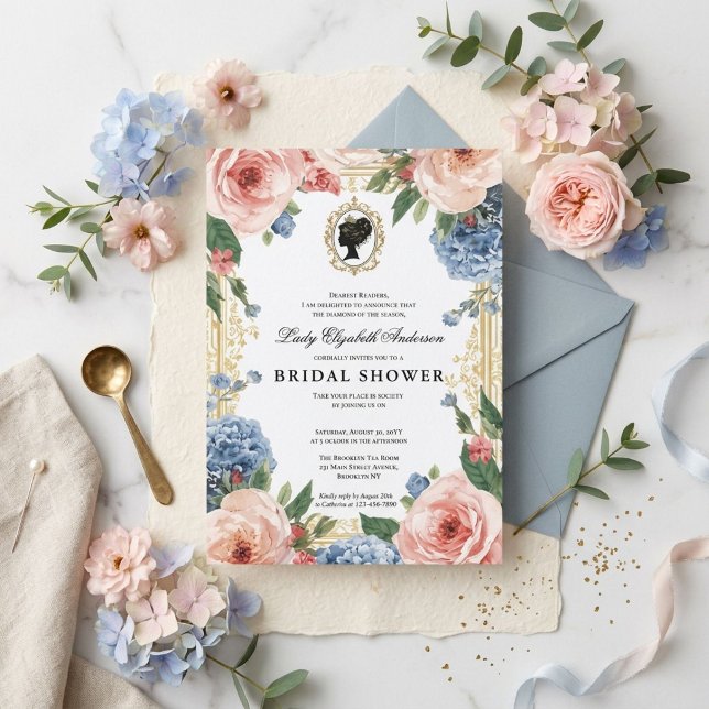 Convites Chuva de noiva floral da era Regência (Criador carregado)