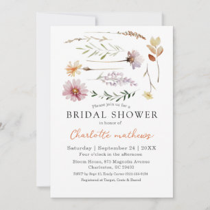 Convites Chuva de Noiva Floral de Flor Silvestre Aquarela B