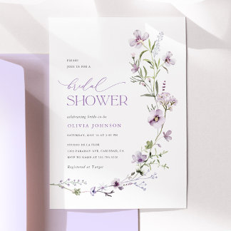 Convites Chuva de Noiva Floral de Flor Silvestre de Lavanda