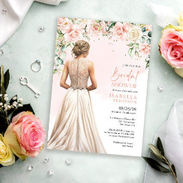 Convites Chuva de Noiva Floral de Rosas Rosa Eucalipto