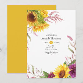 Convites Chuva de Noiva Floral de Sol e Ameixa Borgonha