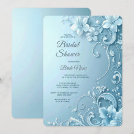 Convites Chuva de Noiva Floral Decorativa Azul