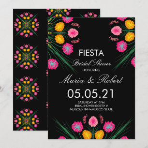 Convites Chuva de Noiva Floral Desenhada à Mão Mexicana Pre