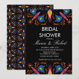 Convites Chuva de Noiva Floral Elefante Indiano Preto