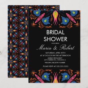 Convites Chuva de Noiva Floral Elefante Indiano Preto