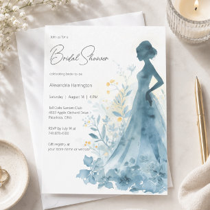 Convites Chuva de Noiva Floral Elegante Silhueta Noiva