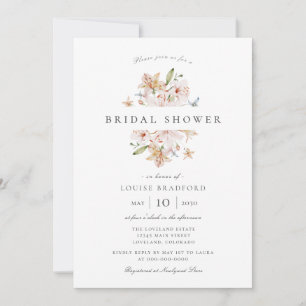 Convites Chuva de Noiva Floral em Aquarela Elegante de Prim