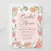 Chuva de Noiva Floral em Aquarela Rosa Elegante