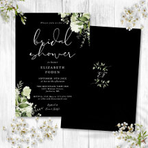 Chuva de Noiva Floral em Preto e Branco com Folhag