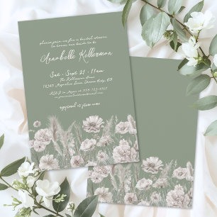 Convites Chuva de Noiva Floral em Verde Salvia Boho