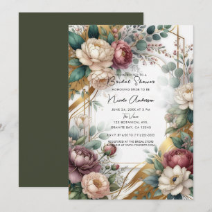 Convites Chuva de Noiva Floral Glam O Jardim Secreto Dourad
