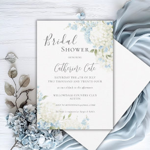 Convites Chuva de Noiva Floral Hortênsia Azul Branco