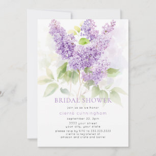 Convites Chuva de Noiva Floral Lilás Roxo Aquarela