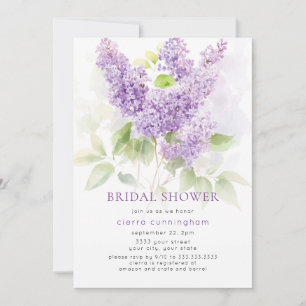 Convites Chuva de Noiva Floral Lilás Roxo Aquarela