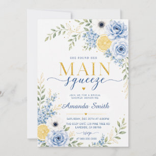 Convites Chuva de Noiva Floral Limão Azul Main Squeeze