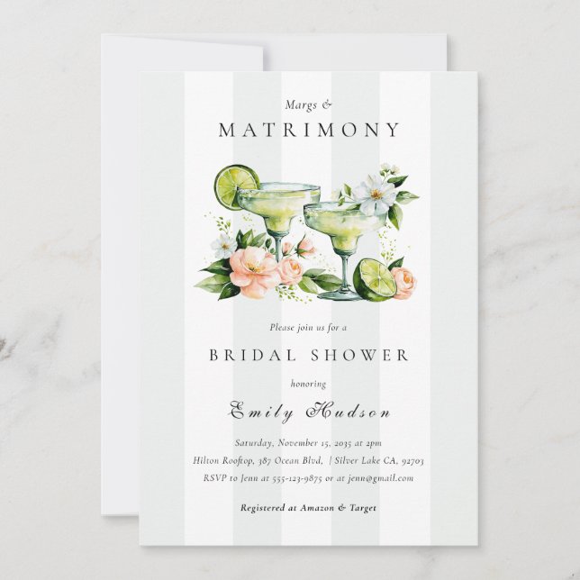 Convites Chuva de Noiva Floral Margs & Matrimônio (Frente)
