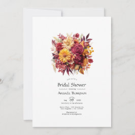 Convites Chuva de Noiva Floral Marrom e Amarelo