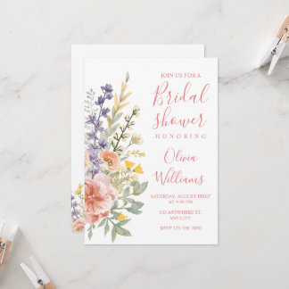Convites Chuva de Noiva Floral Modernas Flores Silvestres