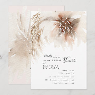 Convites Chuva de Noiva Floral Pampas Neutro de Outono