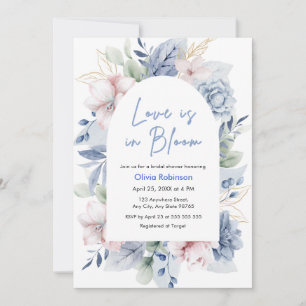 Convites Chuva de Noiva Floral Poeira Azul O Amor Está em F