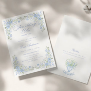 Convites Chuva de Noiva Floral Préppy Azul