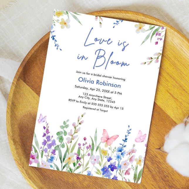 Convites Chuva de Noiva Floral Primavera Amor em Flor  (Floral Spring Love is in Bloom Bridal Shower Invitation )