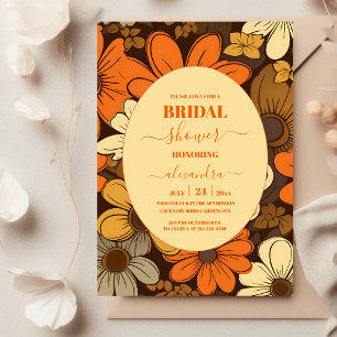 Convites Chuva de Noiva Floral Retro dos Anos 70