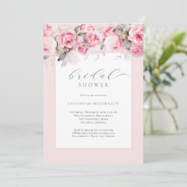 Convites Chuva de Noiva Floral Rosa Elegante Editável 