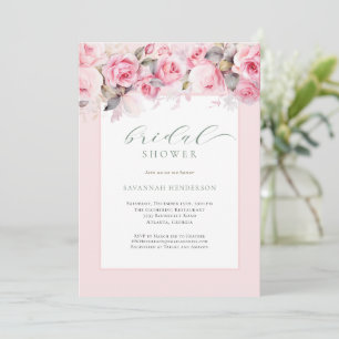 Convites Chuva de Noiva Floral Rosa Elegante Editável